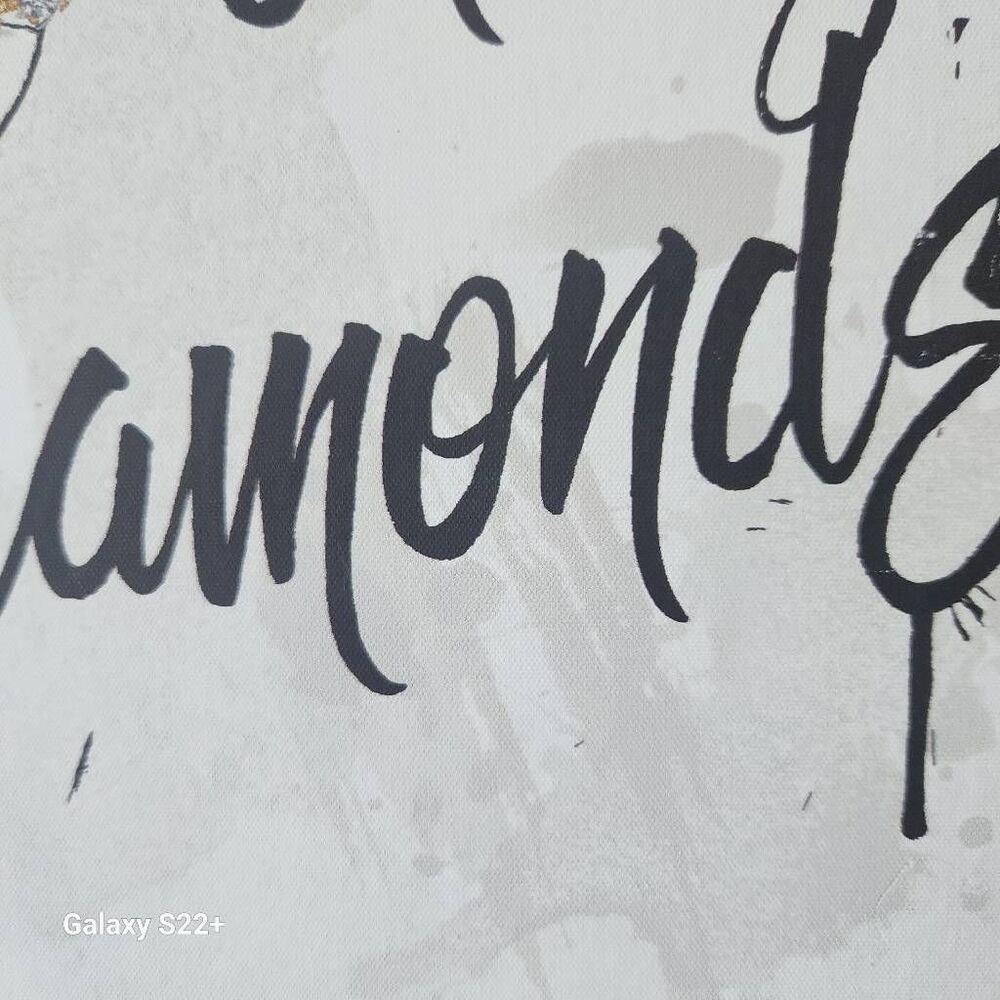 N23 Canvas wall print- "Swear on my Diamonds" in black w Gold & Sparkly Jewelry - Picture 4 of 6